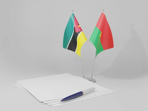 Burkina Faso Drapeaux Accord Mozambique Fond Blanc Render — Photo