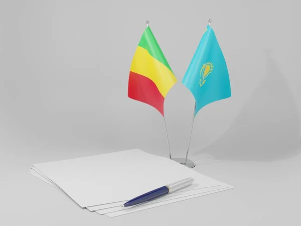 Kazakhstan Drapeaux Accord Mali Fond Blanc Render — Photo