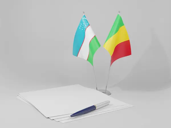 Mali Drapeaux Accord Ouzbékistan Fond Blanc Render — Photo