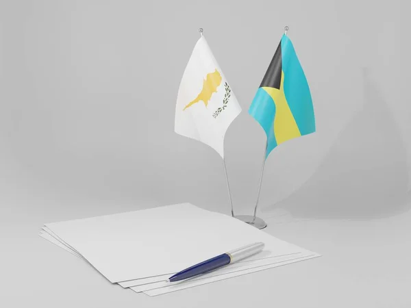 Μπαχάμες Cyprus Agreement Flags White Background Render — Φωτογραφία Αρχείου