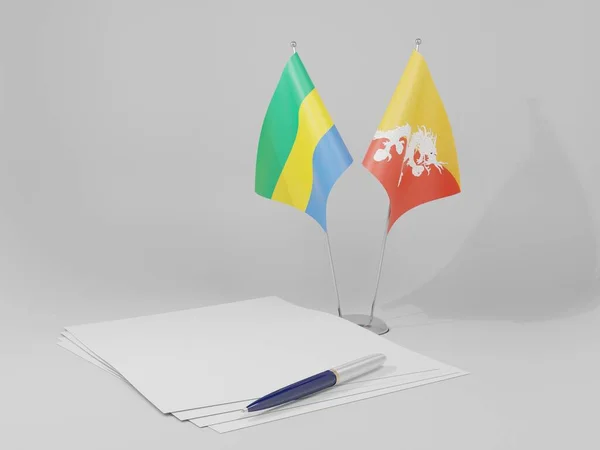 Bhutan Gabon Agreement Flags White Background Render — Stock Photo, Image