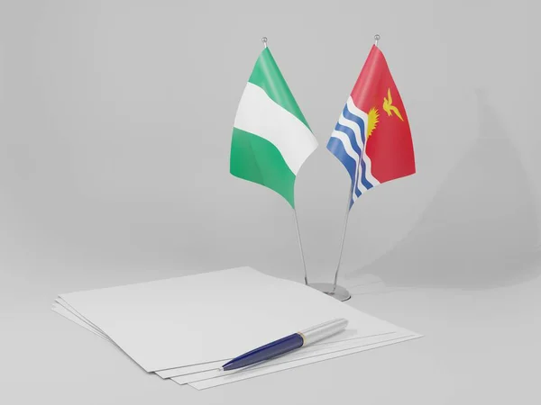 Kiribati Banderas Del Acuerdo Nigeria Fondo Blanco Render — Foto de Stock