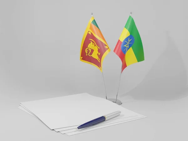 Ethiopië Overeenkomst Van Sri Lanka Vlaggen Witte Achtergrond Render — Stockfoto