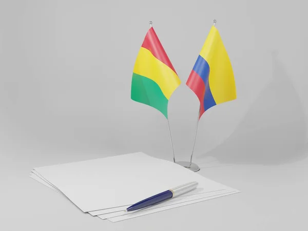 Colombia Banderas Del Acuerdo Guinea Fondo Blanco Render —  Fotos de Stock