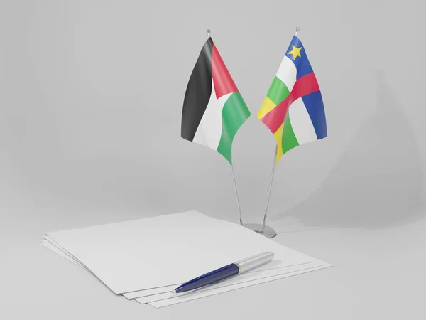 Republika Środkowoafrykańska Jordania Flagi Umowy Białe Tło Render — Zdjęcie stockowe