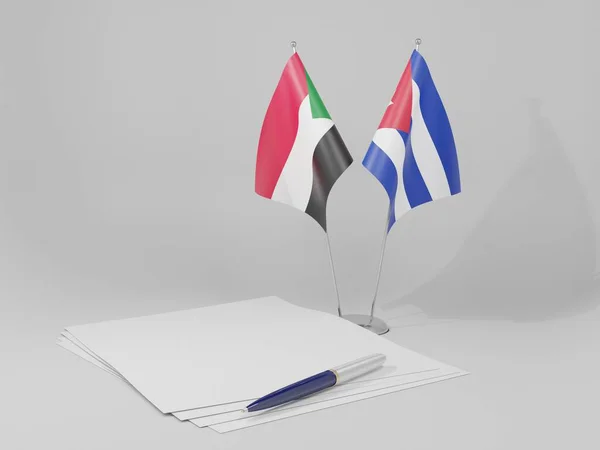苏丹协定旗帜 白色背景 3D渲染 — 图库照片