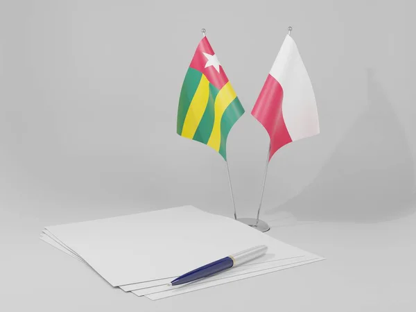 Polonia Bandiere Dell Accordo Togo Sfondo Bianco Render — Foto Stock