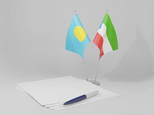 Экваториальная Гвинея Palau Agreement Flags White Background Render — стоковое фото