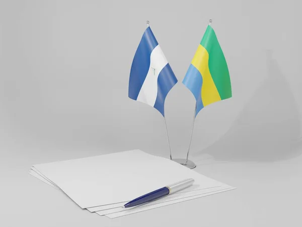 Gabon Bandiere Dell Accordo Nicaragua Sfondo Bianco Render — Foto Stock