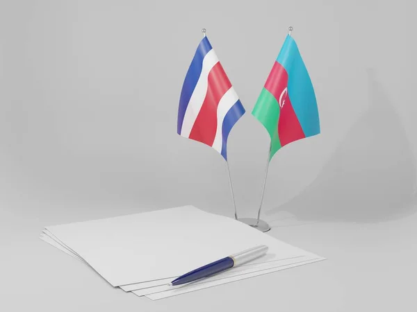 Azerbaiyán Banderas Del Acuerdo Costa Rica Fondo Blanco Render —  Fotos de Stock