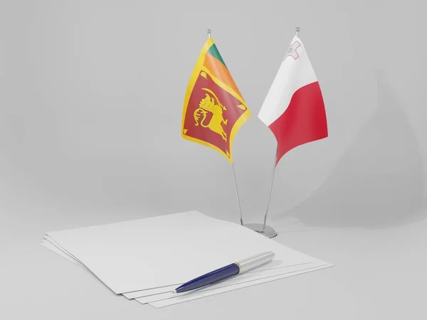 Malta Banderas Del Acuerdo Sri Lanka Fondo Blanco Render — Foto de Stock