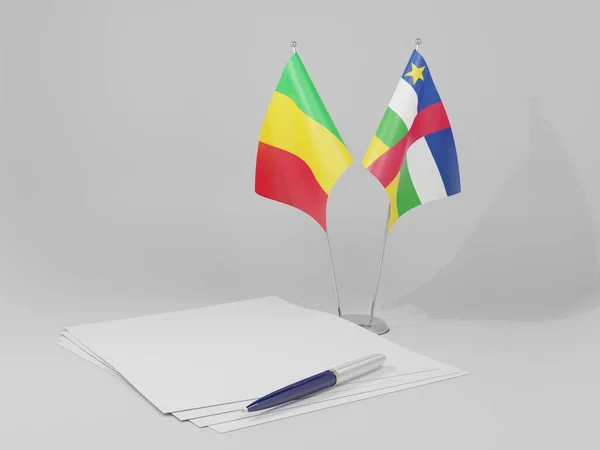 République Centrafricaine Drapeaux Accord Mali Fond Blanc Render — Photo