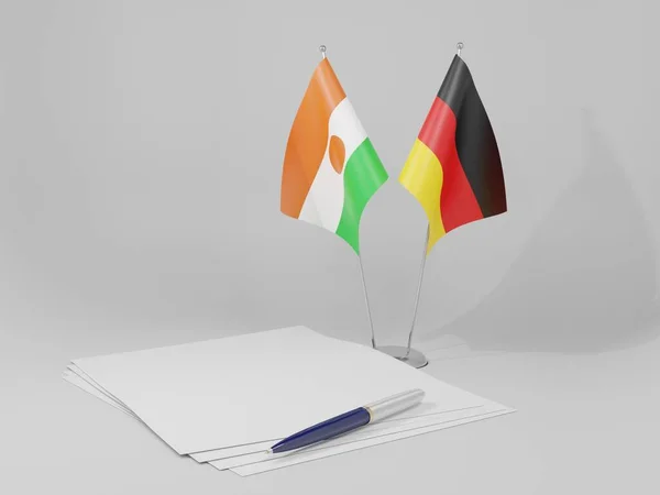 Alemanha Bandeiras Acordo Com Níger Fundo Branco Render — Fotografia de Stock