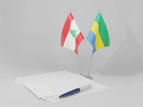 Gabon Lebanon Agreement Flags White Background Render — Stock Photo, Image