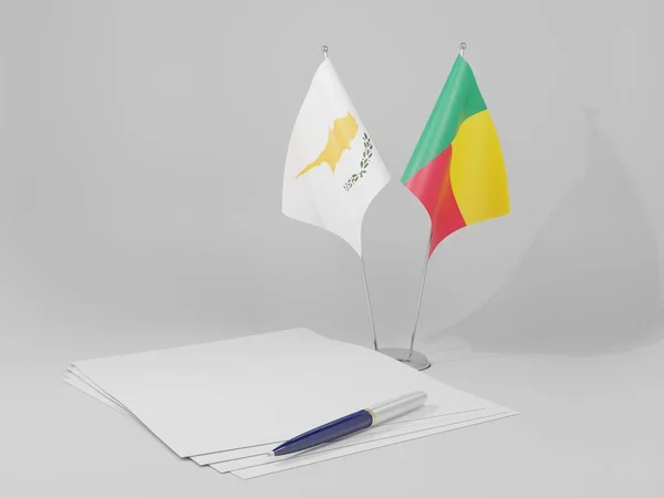 Benim Chipre Acordo Bandeiras Fundo Branco Render — Fotografia de Stock