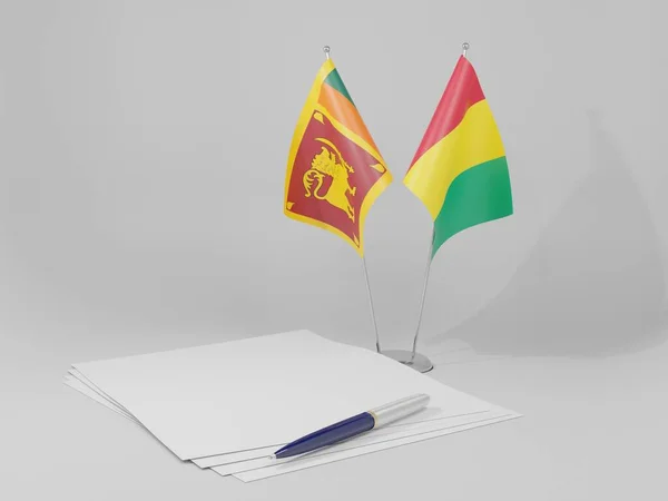 Guinea Sri Lanka Agreement Flags White Background Render — стокове фото