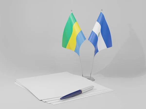 Salvador Gabon Agreement Flags White Background Render — стокове фото