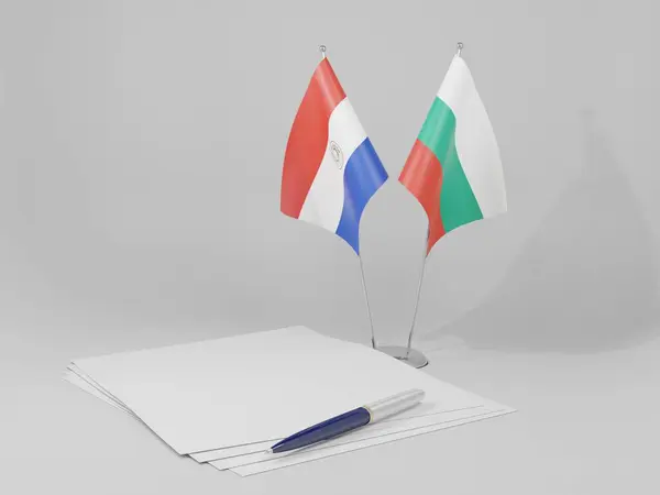 Bulgarien Paraguay Abkommen Flaggen Weißer Hintergrund Render — Stockfoto
