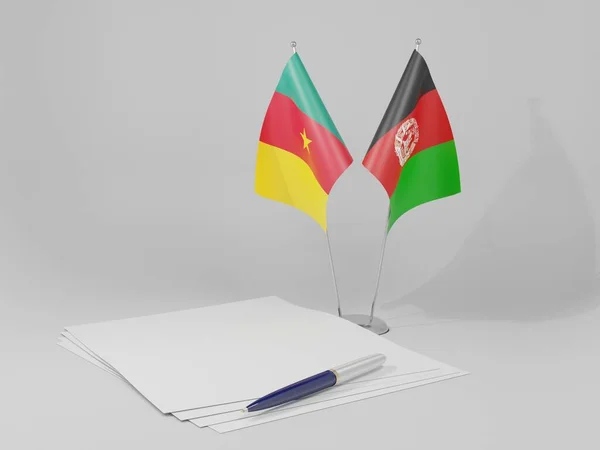 Afeganistão Acordos Camarões Bandeiras Fundo Branco Render — Fotografia de Stock