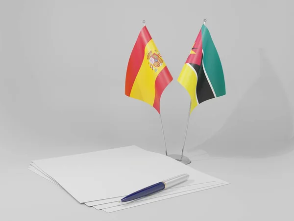 莫桑比克 西班牙协定旗帜 白色背景 3D渲染 — 图库照片
