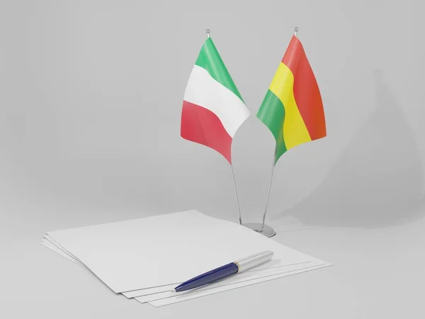 Bolívia Itália Acordo Bandeiras Fundo Branco Render — Fotografia de Stock