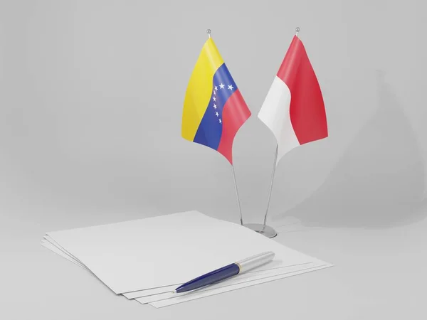 Monaco Venezuela Agreement Flags White Background Render — Stock Photo, Image