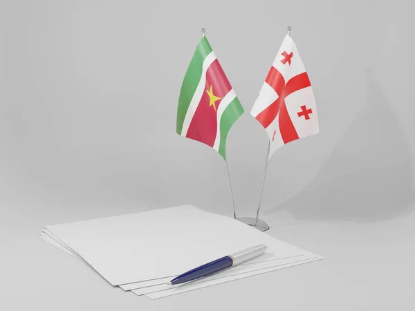 ジョージア スリナム契約の旗 白の背景 3Dレンダリング — ストック写真