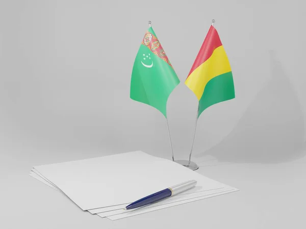 Γουινέα Τουρκμενιστάν Σημαίες Συμφωνίας Λευκό Φόντο Render — Φωτογραφία Αρχείου