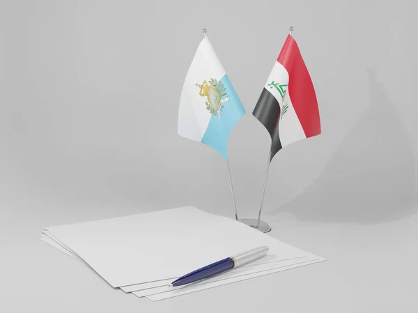 Iraq San Marino Agreement Flags White Background Render — Stock Photo, Image