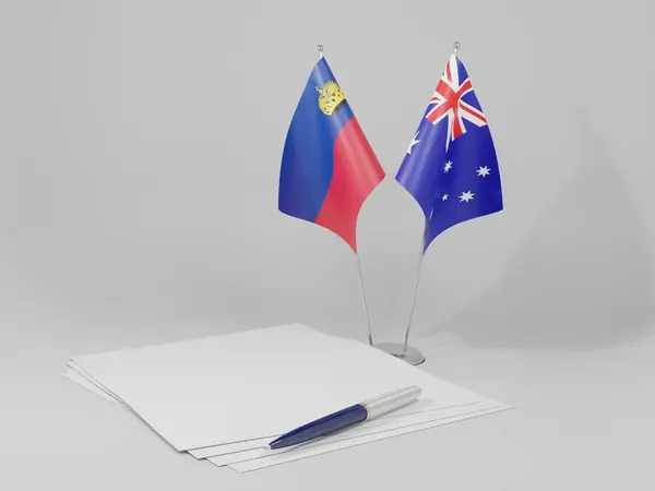 Flagi Porozumienia Australia Liechtenstein Białe Tło Render — Zdjęcie stockowe