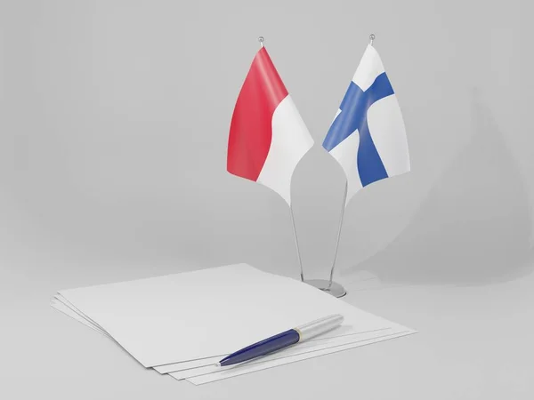 Finlande Drapeaux Accord Monaco Fond Blanc Render — Photo