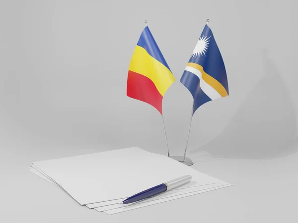 Îles Marshall Drapeaux Accord Roumanie Fond Blanc Render — Photo