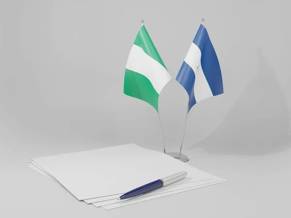 Nicaragua Bandiere Dell Accordo Nigeria Sfondo Bianco Render — Foto Stock