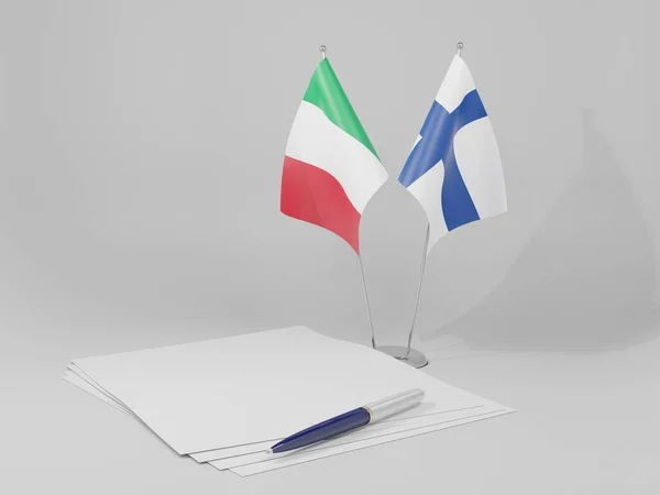 Finlandia Banderas Del Acuerdo Italia Fondo Blanco Render —  Fotos de Stock