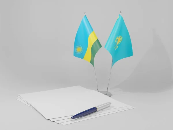 Ukraine Rwanda Agreement Flags White Background Render — стокове фото