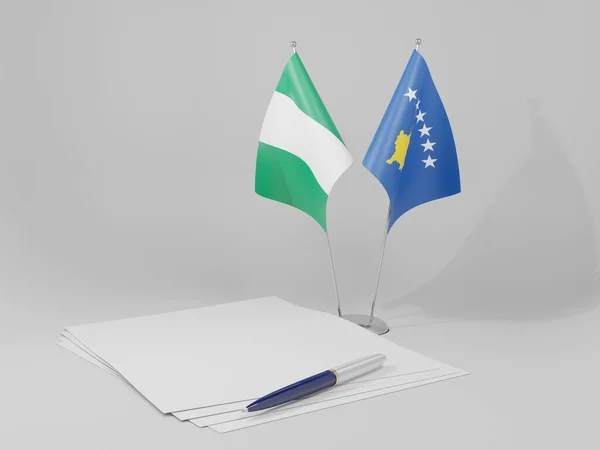 Kosovo Drapeaux Accord Nigéria Fond Blanc Render — Photo