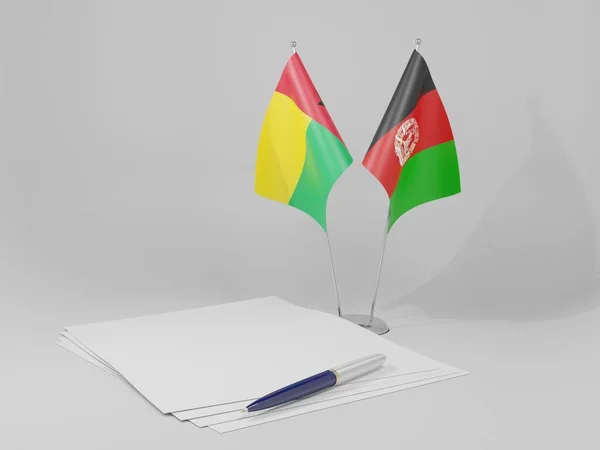 Afeganistão Guiné Bissau Bandeiras Acordo Fundo Branco Render — Fotografia de Stock