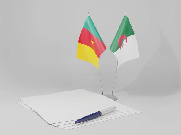 Αλγερία Καμερούν Συμφωνία Σημαίες Λευκό Φόντο Render — Φωτογραφία Αρχείου