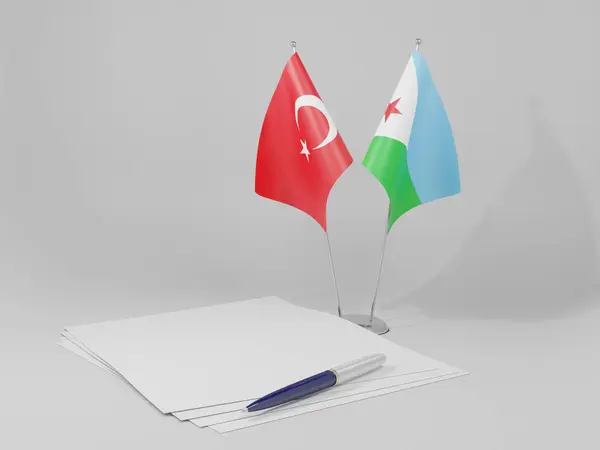 Djibouti Drapeaux Accord Turquie Fond Blanc Render — Photo