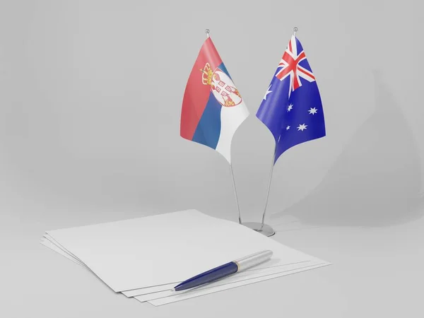 Flagi Australia Serbia Białe Tło Render — Zdjęcie stockowe