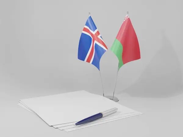 Biélorussie Drapeaux Accord Islande Fond Blanc Render — Photo