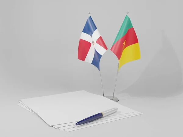Camarões Acordo República Dominicana Bandeiras Fundo Branco Render — Fotografia de Stock