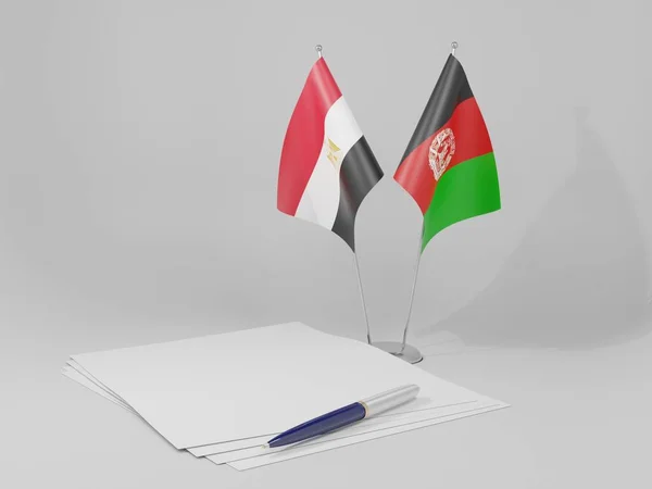 Afeganistão Egito Acordo Bandeiras Fundo Branco Render — Fotografia de Stock