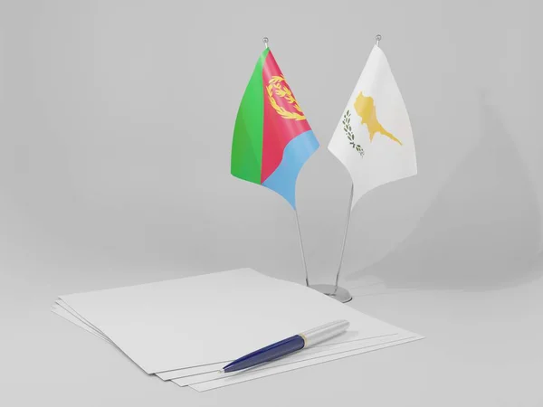 Chipre Banderas Del Acuerdo Eritrea Fondo Blanco Render — Foto de Stock