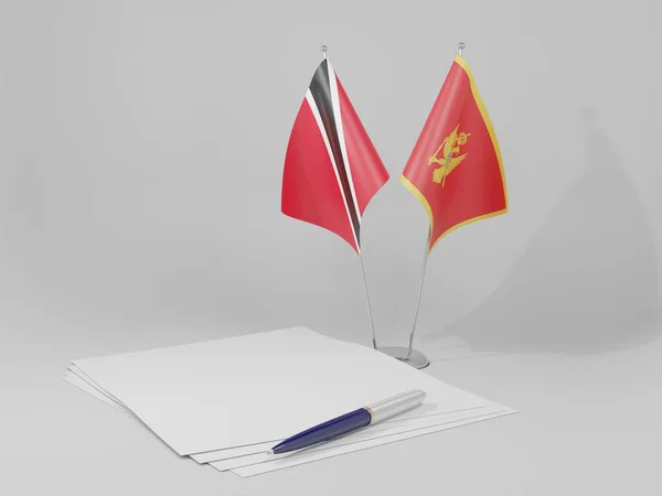 Montenegro Trinidad Tobago Agreement Flags White Background Render — Stock Photo, Image