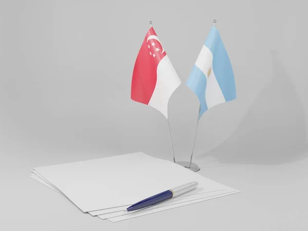 Argentina Acordo Singapura Bandeiras Fundo Branco Render — Fotografia de Stock