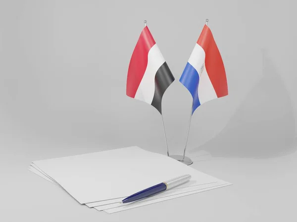 Paraguay Drapeaux Accord Yémen Fond Blanc Render — Photo