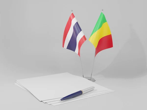 Mali Drapeaux Accord Thaïlande Fond Blanc Render — Photo