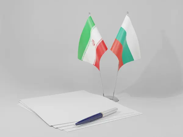 Bulgária Acordo Irã Bandeiras Fundo Branco Render — Fotografia de Stock