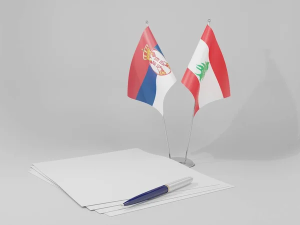 Lebanon Serbia Agreement Flags White Background Render — Stock Photo, Image